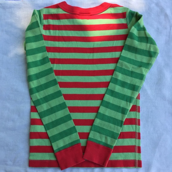 Hanna Andersson 130cm 8 green red striped organic cotton pajama top - Picture 2 of 5